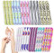 30PCS Portable Durable Nail Files, Floral Mini Double-Sided Emery Boards, Washable Fingernail Nail File Buffer Set for Women Girls DIY Home Salon
