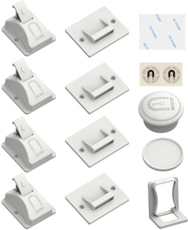 Cerraduras magnéticas para gabinetes, cerradura invisible para cajones, cerraduras de seguridad para niños, 14,9 x 16,8 x 4 cm, cerraduras de cajones a prueba de bebés, cerraduras de armario de cocina