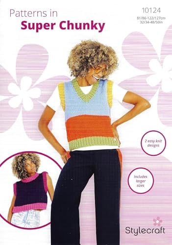 Stylecraft Knitting Pattern 10124 – Ladies Tank Tops (2 Designs) in Super Chunky Yarn