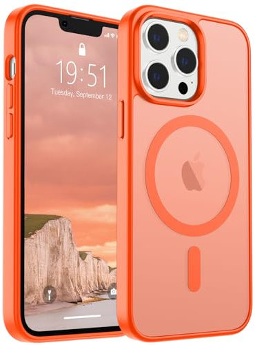 SUPFINE Magnetic for iPhone 12 Pro Max Case (Compatible with MagSafe) (Military Grade Drop Protection) Slim Translucent Matte Shockproof with Anti-Fingerprint Phone Case,Orange