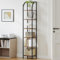 Hzuaneri Bücherregal, 6 Ebenen Standregal, DVD-Regal, Schmale Regale, Offenes Regal, Industriestil, Metallrahmen, Geeignet für Arbeitszimmer, Wohnzimmer, Schlafzimmer, Küche, Braun BC56001B