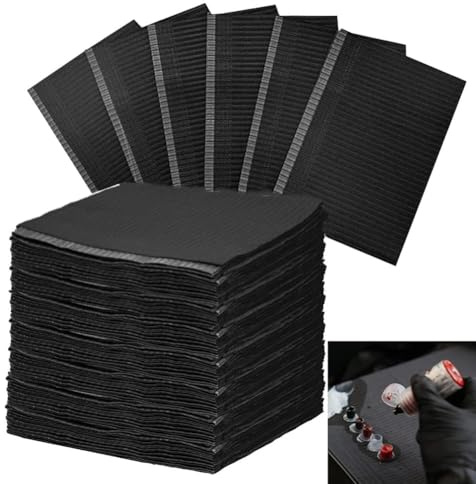 125Pcs Dental Lätzchen | Tattoo Maniküre Unterlage | 3 Lagig Wasserdichte Einweg Papiertischdecke Zubehör 45 x 33cm (125, Schwarz)