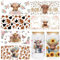 CozDazz UV DTF Cup Wraps for 16 oz Glass, 8 Pcs Highland Cow Waterproof Rub on Transfer Stickers for Cups, Creative Design for Gifts, Office Use, Easy to Apply