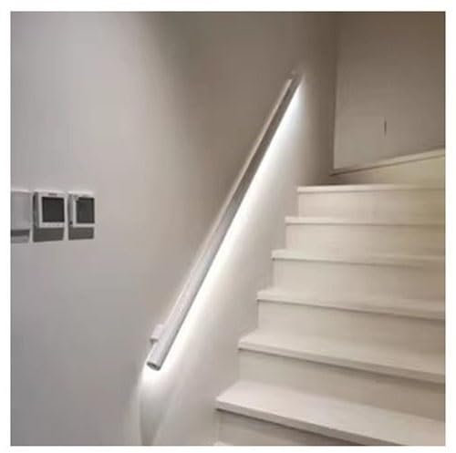 Sxlawesom LED Stair Handrail Lights Straight Bar Lighting Handrail Grab Bars Wall Lights Handrails for Corridors, Aisles and Lofts(Whit-Left,47.3/1.2m)