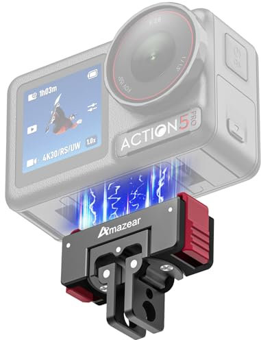 AMAZEAR Magnethalterung für DJI Osmo Action 5 Pro & 360,Schnellverschluss Halterung für DJI Osmo360 Action 5 Pro/Action 4 Zubehör,360° horizontale Drehung,Alu-Quick-Release Zubehör für DJI360 Action