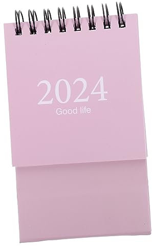 Housoutil 2024 Erwachsene Heimbüro Winzig Liste Kleiner Tischkalender A4 Büro Schule Desktop-kalender Kleiner Schreibtisch Mini-tischkalender Tischkalender Mini Minis Dein Rosa Papier