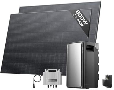 ECOFLOW Kit solaire de STREAM, batterie AC Pro 1,92 kWh avec micro-onduleur 800W, 2 panneaux solaires rigides 400 W, extensible jusqu'à 11,52 kWh, plug&play, IP65, contrôle intelligent TOU et IA