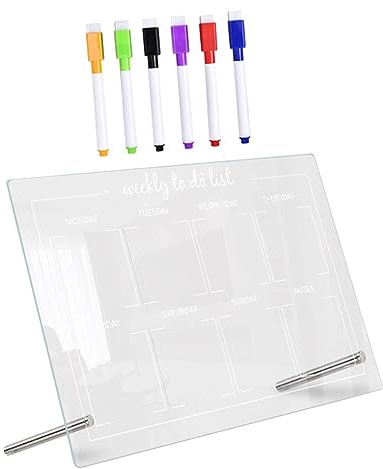 FUNOMOCYA Acryl-Memoboard Set Transparent Trocken Abwischbar Schreibtisch Schreibtafel FüR to-do Listen WochenpläNe Und Erinnerungen Multifunktionale Tischtafel FüR BüRo Und Zuhause