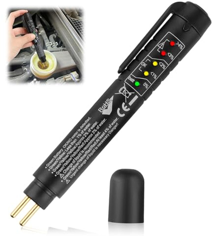 Tester Liquido Freni per Test DOT3 DOT4 DOT5, 5 LED Indicatore può, Universale Tester Olio Freni Portatile Penna Rilevatore di umidità Liquido Automotive Tester