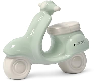 Tiziano® Keramik Roller Deko mintgrün (13cm) - Hochwertige Glanzkeramik mit Retro-Details - Perfekt als stilvolles Wohnaccessoire für Nostalgiker - Vielseitig einsetzbar in Allen Wohnräumen