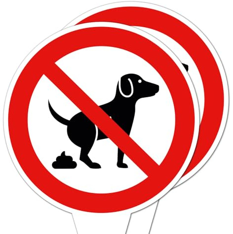 iSecur 2er Set Steckschild Hunde koten verboten Garten Rasen - hin875 | 2er Set Hunde koten verboten, keine Hundetoilette, Steckschild für Garten Rasen Grundstück, UV-beständig, wetterfest