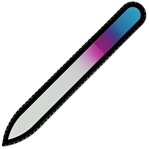 Mont Bleu Colour Crystal Nail File in Black Pouch - Genuine Czech Tempered Glass - Handmade in Czech Republic