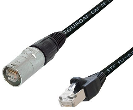 Flexible Shielded CAT5e Cable Van Damme, Neutrik Ethercon to RJ45 Network Data (8 m)