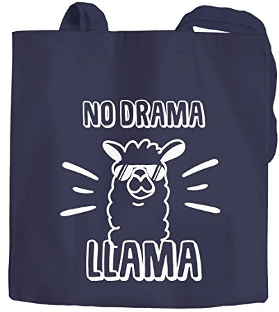 Jutebeutel No drama Llama Lama Spruch Sprüche Quote Baumwolltasche Stoffbeutel Tragetasche Moonworks® navy unisize