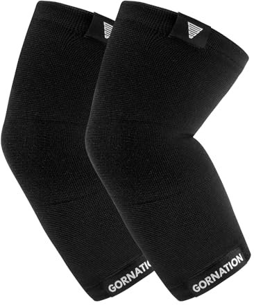 GORNATION Ellenbogenbandagen - Elastische Bandagen für Herren & Damen - Elbow Sleeves für Calisthenics, Bodybuilding, Fitness - 1 Paar, Schwarz, M