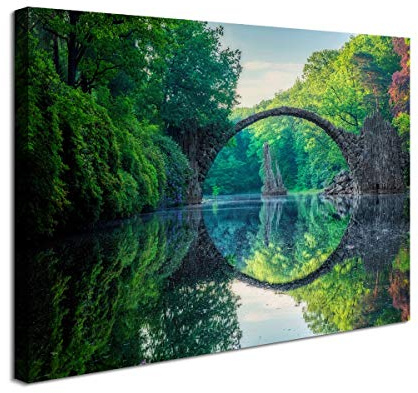 Visario Leinwandbild Teufelsbrücke — stimmungsvolles Wandbild Landschaft auf Leinwand fertig gerahmt — 80x60 cm 4013