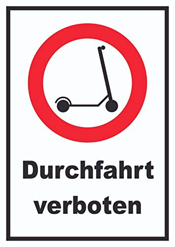 HB-Druck E- Scooter Durchfahrt verboten Schild Elektro -Tretroller Roller A4 (210x297mm)