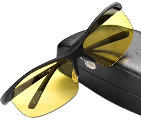 KLIM Eagle - Nachtsichtbrille für Männer und Frauen + Verbessert die Sicht und Sicherheit am Steuer + Polarisierte Brille mit UV-Schutz zum Autofahren, Outdoor, Angeln, Wassersport