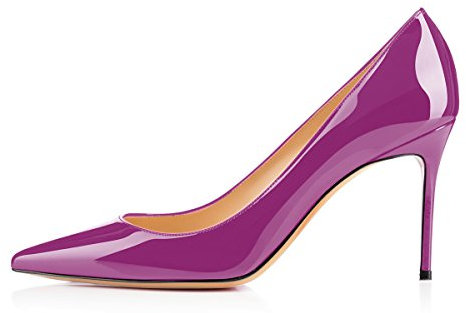Soireelady Damen Fashion Pumps,Hohe Abstze mit Geschlossener Spitze,Comfort Pumps Lack Lila EU 40