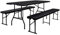 AMANKA 300kg Bierzeltgarnitur 180 x 70 cm Rattan-Optik für 8 Personen - Esstisch Set mit 2 Bänken