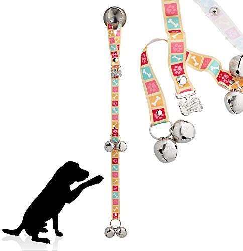 PoochieBells Handcrafted Dog Doorbell for Potty Training – Easy & Quick, Doggie-Safe USA-Made Dog Door Bell with Perfect Sound, Dog Trainer-Recommended for Over 20 Years,Bone App Pink