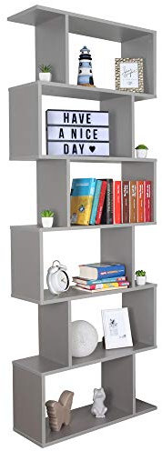 RICOO Regal 192 x 70 x 25 cm, Standregal grau WM070-PL Spannplatte aus Holz, Bücherregal Wandregal klein, Regale & Ablagen, schmales Regal, Büro Bücherregale, kleines Regal schmal, Büroregal
