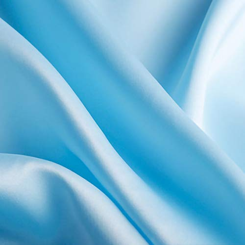 ZXC Tissu en Satin Satin De Soie Tissus 150 cm De Large Charmeuse pour Vetement pour Confection De Robe De Mariage Et De SoiréE 1m Vendu Au MèTre(Color:Bleu Ciel)