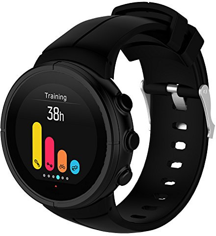 Yikamosi Compatibile con Suunto Spartan Ultra Cinturino,sgancio rapido Silicone Chiusura in acciaio inossidabile Cinturino di Ricambio per Suunto Spartan Ultra GPS Smart Watch,Nero