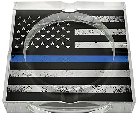 Humidor Supreme Blue Line Series Crystal Zigarren Aschenbecher Ehrung der Polizei, Blue Line PD