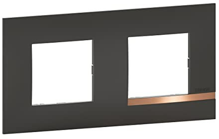 BTicino - Plaque Altège Collection Mezzo 2 postes finition Note cuivrée - noir satiné avec liseré effet cuivre
