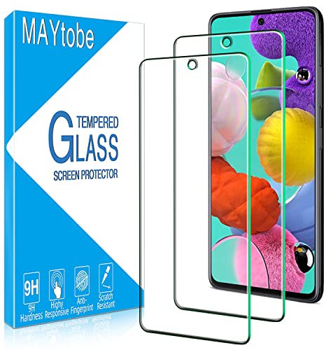 MAYtobe 2 Pièces Verre Trempé pour Samsung Galaxy A51, Film Protection écran Sans Bulles, Dureté 9H, Anti-Rayures, Anti-Empreinte, Haut Définition Vitre Protection