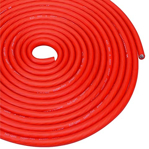 Conext Link 25 ft Red 4 Gauge Amplifier Power Ground Wire 25 Feet 4 GA AWG Amp Cable Roll