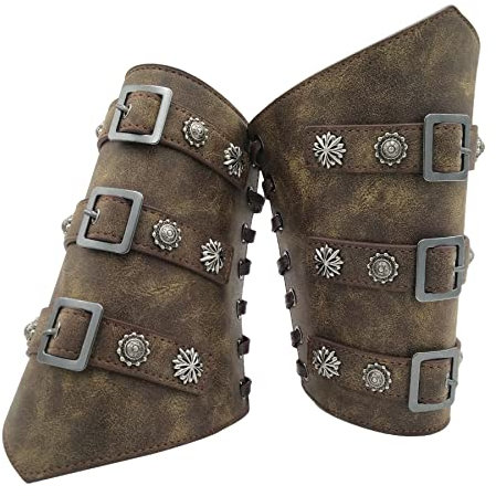 Armschienen Mittelalter Wikinger-Ledermanschette für Herren Schnalle Armrüstung Manschette Buckle Bracers Mittelalterliche Armschienen Halloween Cosplay Kostümzubehör Punk Stulpenarmband