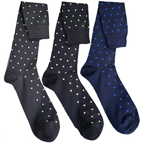 Infinity 6 paia Calze Lunghe Uomo Cotone Filo di Scozia Elasticizzato disegni moda pois Eleganti per Lavoro D'Ufficio, Calzini in Tessuto Fresco e Traspirante, Manifattura Made in Italy (43-46, Pois)