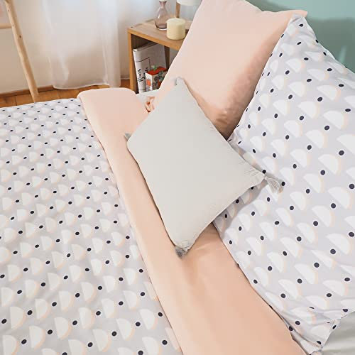 CÔTE DECO Parure de lit avec Housse de Couette 220x240 cm + 2 Taies d'oreiller 63x63cm pour lit 2 Personnes géométrique Rose Microfibre