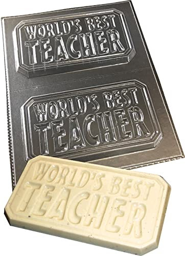 dennycraftmoulds.co.uk Worlds Best Teacher Chocolate Bar Moulds Reusable Plastic Molds Make 100g Bars, Transparent (4353)