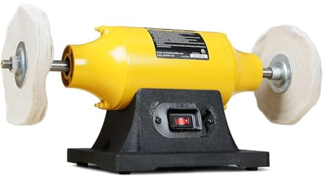 4.0A Bench Buffer Polisher, 6 Inch Jewelry Buffer Polishing Machine, 3450 RPM Bench Polisher with Hard & Flannelette Buffing Wheels for Metal, Jade, Jewelry, Knife, Wood