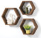 YBING 3er-Set Schwebendes Sechseck-Regal Wandregal, Schweberegal Hexagon aus Holz, Wand-Dekorationsregal, Waben-Aufbewahrung Hängeregale für Wanddeko in Bauernhaus, Wohnzimmer, Schlafzimmer, Braun