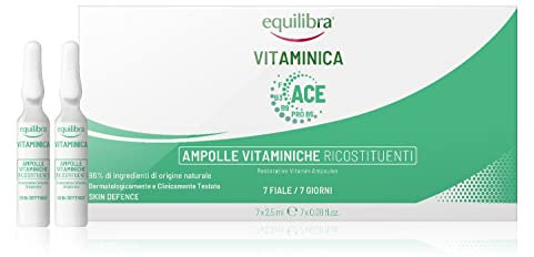 Equilibra, Siero Viso, Collo e Décolleté Anti-aging Ricostituente, con Complesso Multivitaminico, Ceramidi Vegetali e Fitosfingosine, Azione Anti-aging Ricostituente, 7x2,5 ml