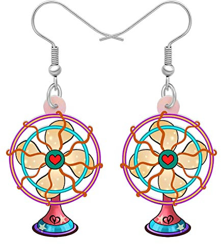 LONYOO Acrilico Nastro a Cassetta Orecchini Dichiarazione Dangle Goccia Gioielli Cuore Vintage Orecchini Regali Donna Ragazze Charms (Ventilatore Rosa)