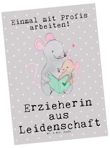 Mr. & Mrs. Panda Postkarte Erzieherin Leidenschaft - Geschenk, Buch, Dankeskarte, Ansichtskarten, Grußkarte, Abschiedsgeschenke Kindergarten,