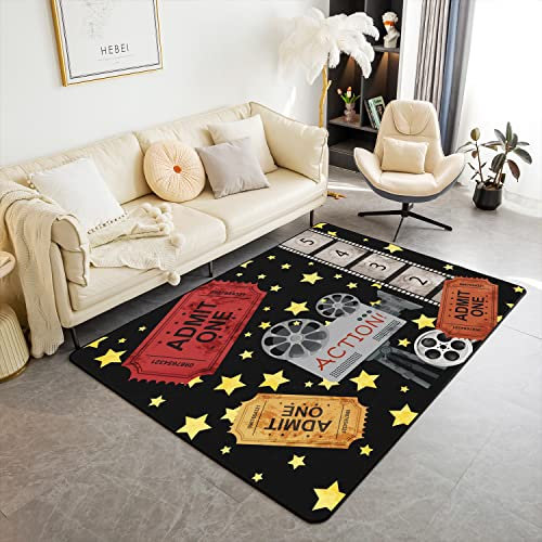 Loussiesd Kino Wohnzimmer Teppiche Film Action Family Time Indoor Outdoor Teppich Kino Poster Film Decor Teppich, für Outdoor Old Fashion Home Decor Super Weich Wohnzimmerteppich 150x200cm