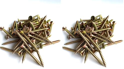 Multi-Purpose Single Thread Screws | 5.0 x 25mm | Zinc Yellow Passivated | Box 200 (Pack of 2)