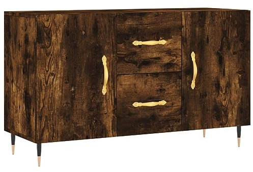 vidaXL Sideboard, Kommode mit viel Stauraum, Mehrzweckschrank Anrichte für Wohnzimmer, Schrank Beistellschrank Metallbeine, Modern, Räuchereiche Holzwerkstoff