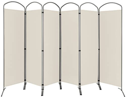 COSTWAY 331 x 188cm Raumteiler Trennwand, Paravent klappbar und abnehmbar, Sichtschutz 6 teilig, Room Divider Innen, aus Stoff, für mehr Privatsphäre und Flexibilität (Beige)
