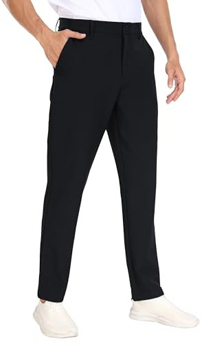 MoFiz Golfhosen Herren Stretch Hose Freizeithose Chino Lange Arbeitshosen Slim Fit Passform Golf Business Pant mit 5 Taschen Schwarz 30W / 29L