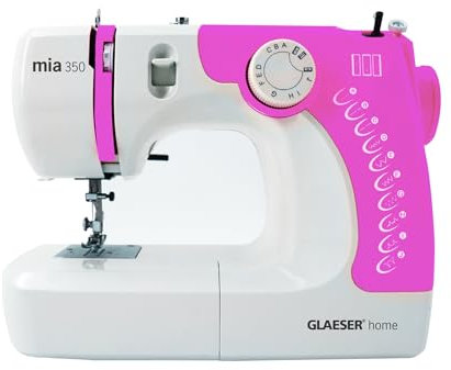 GLAESER GLAESERhome Nähmaschine mia350 | Anfänger Nähmaschine | Einfache Handhabung & Stichauswahl | (Nähmaschine mia350 (Pink))