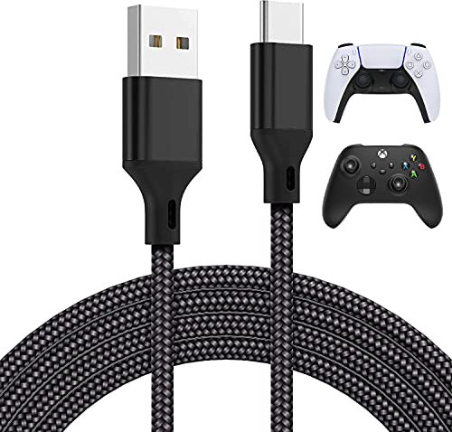 FASTSNAIL Charging Cable Cord for PS5/PS5 Slim Controller 1 Pack 16.4ft Long Type C Charger Cord for Xbox Series X/S and Nintendo Switch Pro Contoller, Play Charge Wire
