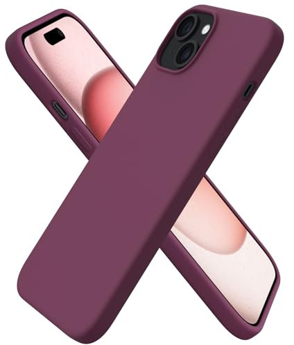 ORNARTO Coque pour iPhone 15 Plus, Case en Silicone Liquide Compatible avec iPhone 15 Plus 6,7 Pouces, Étui Fine Slim, Protection Complète Housse Souple, Cover Antichoc-Rouge Vineux
