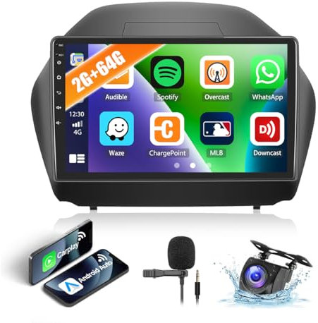 2G+64G CAMECHO Android 13 Autoradio für Hyundai IX35 2010-2015 mit Navi Carplay Android Auto,Doppel Din Radio mit 10 Zoll Bildschirm Bluetooth FM/RDS Mirror Link+Rückfahrkamera